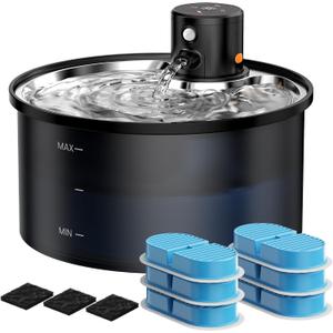 Battery Operated Cat Water Fountain: Wireless Pet Fountain with Filter - 108oz/3.2L Cordless Cat Dispenser with Motion Sensor Rechargeable Automatic Drinking Fountains for Cats Indoor - Plastic Model