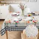 Spring Farmhouse Floral Flower Buffalo Check Polyester Rectangle Tablecloth Table Cloth Waterproof Wipeable Wrinkle Free Oblong Tablecloth for Kitchen Dining Patio, 60 x 84 Inch, Multicolor