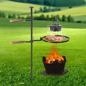 BreeRainz Swivel Campfire Grill,360 Adjustable Camp Over Fire Pit Grill,Multipurpose Cooking Equipment for Camping Outdoor BBQ