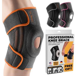 DR. BRACE ELITE Knee Brace with Side Stabilizers & Patella Gel Pads for Maximum Knee Pain Support and fast recovery for men and women-Please Check How To Size Video (Mars, Small)
