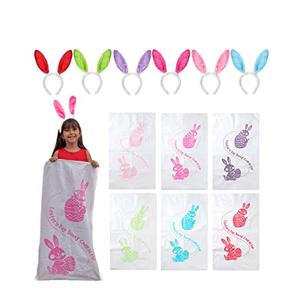 Mr. Pen- Potato Sack Race Bags with Bunny Ears Headbands, 38.2" x 23.5", Large Size, 6 Set, Sack Race Bags for Adults and Kids, Family Game, Outdoor Games, Yard Games, Bean Bag Game Set
