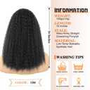 Kinky Straight Ponytail Extension for Black Women,16 Inch Yaki Drawstring Ponytail,Natural-Looking Thick Synthetic Hairpiece for Daily Wear(Natural Black)
