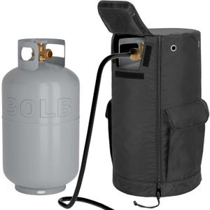 SAMDEW 30 lb Propane Tank Cover with Side Flip Flap & Stable Tabletop Feature, Outdoor Propane Tank Cover for 30 lb Propane Gas Cylinder, with 2 Storage Pockets, Water & Wear-Resistant, Bag Only