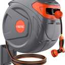NEO-TEC Retractable Garden Hose Reel 100 ft 1/2 Inch with 3-Layer PVC Hose Wall Mount Automatic Slow Return Any-Length Lock 180° Swivel Hose Reel for Large Yard