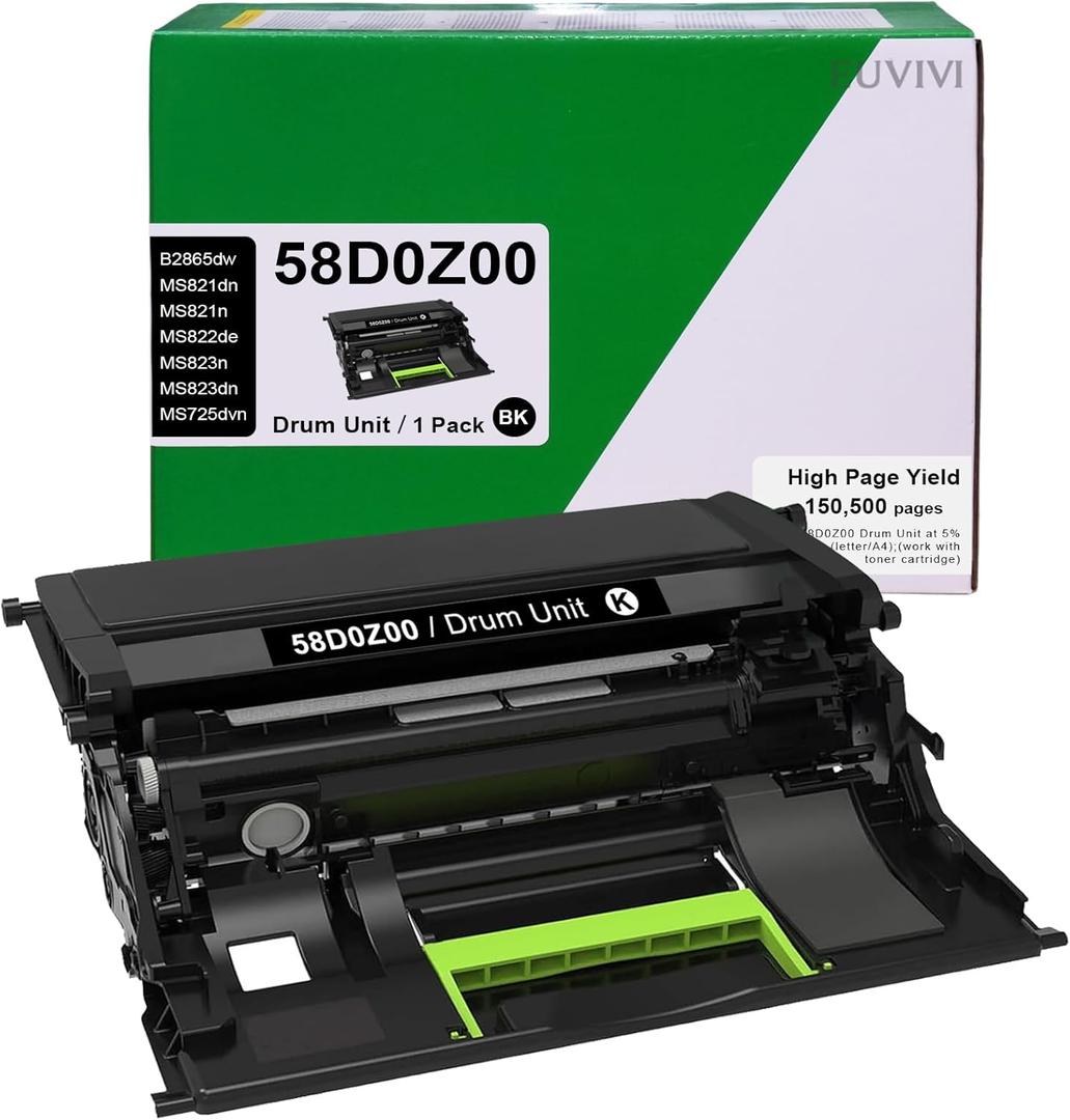 58D0Z00 Imaging Unit Compatible for Lexmark 58D0Z00 Imaging Unit MS823 B2865dw MS821dn MS821n MS823dn MS825dn MS826de MS725dvn MX721ade MX722ade MX822ade MX826ade Printer 150,500 Pages Black