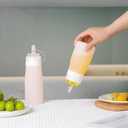 Mrsdry Condiment Squeeze Bottles, 12 oz Silicone Squeeze Bottles For Sauces, Leak Proof Condiment Containers with Extra Interchangeable lid, Easy Squeeze for Oil, Honey & Dressings, BPA FREE (4 Pack)