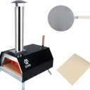 Elevon Pizza Oven Wood Fired Pizza Maker, Portable Stainless Steel, Pizza Grill, Outdoors with Pizza Peel and Pizza Stone