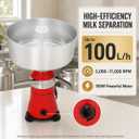 Electric Milk Cream Separator, 100L/H Centrifugal Separator with 10L Aluminum Alloy Bowl, Adjustable 1:3-1:12 Ratio, 5000-11000 RPM, 110V 100W for Fresh Cow Goat Sheep Milk