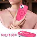 Designed for iPhone 14 Case,iPhone 15 Case with Magnetic [12 FT Military Drop Protection] [Compatible with Magsafe] Slim Translucent Matte Shockproof with Anti-Fingerprint Phone Case, Hot Pink