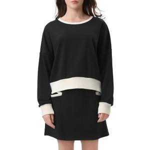 Skort Sets for Women 2 Piece Outfits: Two Pieces Tennis Skirt Matching Lounge Set Womens Long Sleeve Casual Workout Golf Athleisure Travel Tennis Airport Sport Running Spring Fall 2025, S