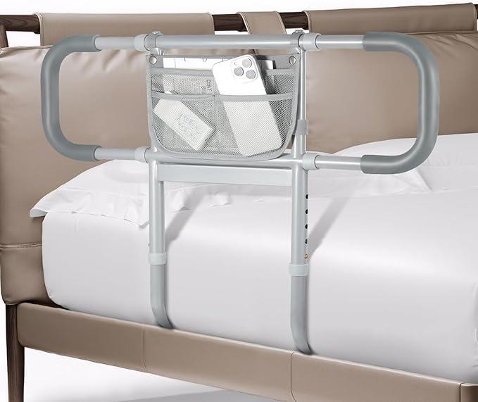 Bed Rails for Elderly Adults Safety, Extended Bed Assist Rail for Seniors with Motion Sensor Light - Adjustable Side Bed Guard Rails Handle Support Bar with Storage Bag, Fit King Queen Full Twin Beds