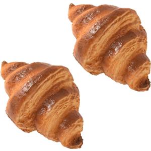 Artificial Croissants, 2 Pcs Simulate Bread Fake Realistic Dessert Croissants for Home Kitchen Shop Display Photography Props