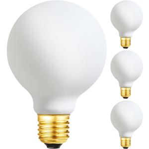 LEOOLS LED Light Bulb G25/G80 Dimmable Flick-Free Matt White 6W Soft White 3000k CRI95 600LM, 60W Equivalent Vintage LED Edison Globe Light Bulb,E26 Standard Base, 4 Pack