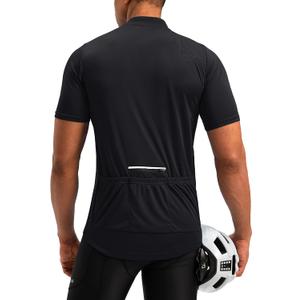 Bikewa Men's Cycling Jersey Moisture Wicking Short Sleeve UPF Half Zip Bike Road Riding Biking Shirts for Men Zipper Pockets (4X-Large, Black)
