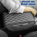 Car Armrest Cushion Pad Auto Center Console Cover with Storage Bag Memory Foam Arm Rest Console Pad Leather Universal Fit for Most Vehicles (Thick Pad, Grey)