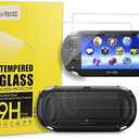 Xahpower PS Vita 1000 Screen Protector, 9H Tempered Glass Front Screen Protector and HD Clear PET Back Screen Protective Film for Sony PlayStation Vita 1000