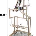 Hamiledyi 4 Layers Large Bird Playground 32" H Pet Parrot Playstand Gym Perch Wood Playpen for Parakeets Lovebirds Conure Cockatiel Cockatoos Finch Budgies or Other Small and Medium Sized Birds