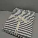 MooMee Striped Duvet Cover Set 100% Washed Cotton Linen Like Textured Breathable Durable Soft Comfy (Dark Grey White Classic Stripes, Cal King 104"x98")