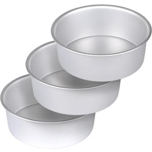 HomeMall 8 x 3 Inch Aluminum Round Cake Pan, 3-Piece Set Cake Baking Pans, Round Layer Cake Baking Pans for Birthday Wedding Home Kitchen DIY Baking Tools, Heavy Sturdy & Healthy, Oven Safe