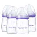 Lansinoh Anti-Colic Baby Bottles, BPA-Free Plastic, 5 Ounces, 4 Count, Extra Slow Flow Nipples , Breastfeeding Bottle with Natural Wave Design, Size XS