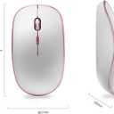JOYACCESS Wireless Mouse for Laptop - Ultra Thin, Silent, 2400 DPI Portable Optical Mouse for Laptop,Computer,MacBook,Windows, Chromebook, PC (White + Pink) (Pink and Silver)