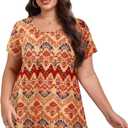 LARACE Short Sleeve Shirts for Womens Plus Size Tops Casual Summer Clothes Asymmetrical Tunic Blouses (Orange, XL)