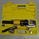 Hydraulic Crimping Tool With 9 Pairs Of Dies, 12 To 2/0 Awg, Hydraulic Wire Battery Cable Lug Terminal Crimper Crimping Tool, Crimping Easier