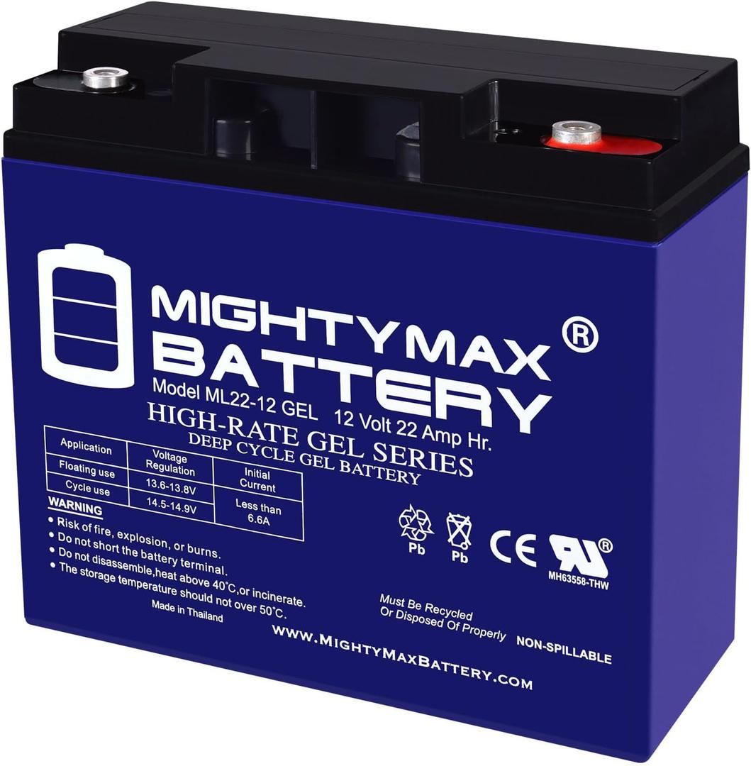 Mighty Max Battery 12V 22AH GEL Replacement Battery for Schumacher DSR ProSeries PSJ-2212 Booster, Ml22-12 Gel