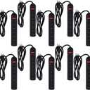 Hoteam 10 Pcs Power Strip Bulk 6 Outlet Surge Protector Power Cord Electrical Extension Cord with Switch Low Profile Plug Flat for Home Office (4 ft, Black)