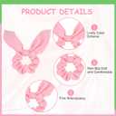 20PCS Witch Bow Hair Scrunchies Pink and Green Cute Bunny Ears Ribbons with Ponytail Accessories Hair Tie for Princess Witch Party Gifts