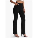 AFITNE Women's Yoga Dress Pants Stretchy Work Slacks Straight Leg Office Casual Pull On Pants 27"/29"/31"/33" XL