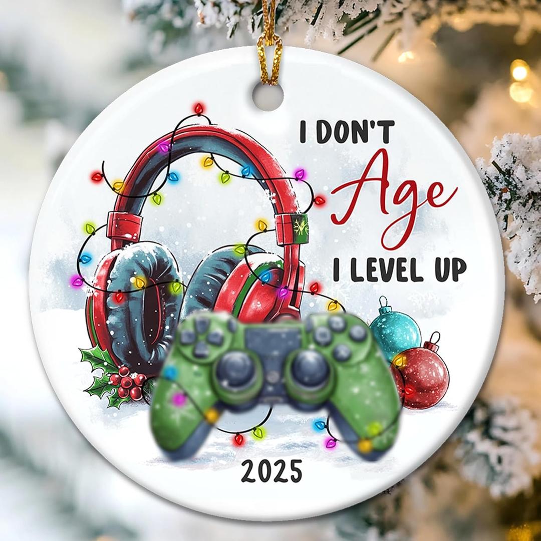 Christmas Ornaments 2025 Ceramic Ornament for Christmas Tree, Fun for Men and Teenage Boys, Hanging Decor to Celebrate Hobbies and Good Times, Pack of 8
