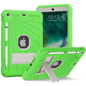 SIBEITU iPad 9.7 Case with Pencil Holder 2018/2017 | iPad 6th Generation Cases with Stand | iPad 5th Generation Case for Kids | Slim Shockproof Protective Case for iPad 9.7 inch 5th/6th Gen Green