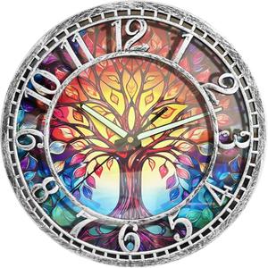 WANGIRO Tree of Life Wall Clock 12inch Silent Movement Clock Precise Timekeeping Wall Clock Ideal for Living Rooms Bedrooms Offices for Home Decor Enthusiasts Antique Silver
