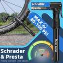 Bicycle Pump Mini Bike Pump - Aluminum Alloy Cycle Pump for Presta & Schrader Valve, Portable Lightweight Bike Tyre Pump Fast Tyre Inflation Mini Air Pump for Mountain Road Bike Ball Pump (/, Black)
