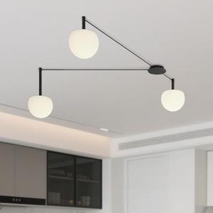 3-Light Black Glass semi Embedded Ceiling Light Suitable for Living Rooms, bedrooms, corridors, Dining Rooms, Dining Rooms, Bubble Ball Ceiling Light, 18in