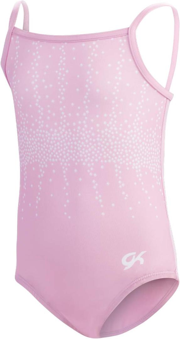 GK Stars Leotard Spaghetti Strap for Girls | Dance & Gymnastics (Pink, AXS)