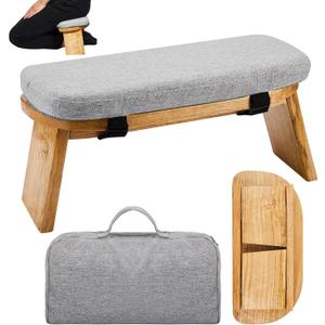 Meditation Bench with Carrying Bag, Meditation Kneeling Stool Portable Yoga Meditation Bench Ergonomic Foldable Prayer Stool with Soft Cushion for Kneeling Sitting Prayer Extended Practice