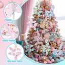 6 Pcs Candy Land Christmas Decorations 13.8'' Pastel Candy Christmas Tree Picks and Sprays Pastel Poinsettia Leaves Stem Pink Yellow Green Blue Macaron Tree Toppers for Wreath Garland Vase