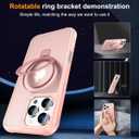 CHAOFEnG Magnetic Compatible with iPhone 16 Pro Case with Stand [Military Grade Drop Tested][Compatible with Magnet] Ring Translucent Slim Hard Back Soft Edge, Pink