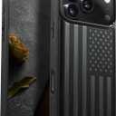 Carveit Magnetic Wooden Case for iPhone 17 Pro Case, Wood Artisan Engraved & Black Soft TPU Shockproof Cover, Compatible with MagSafe Wireless Chargers (The Classic American Flag) Blackwood