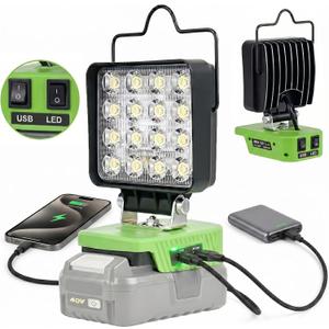 Work Light for Ryobi 40V Battery,48W 6800LM Portable Cordless Floodlight with USB&Type C Charging Port for Emergency Lighting,LED Spotlight for Camping,Fishing,Workshop