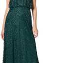 Adrianna Papell Womens Halter Blouson Beaded Gown (Green, US 8)