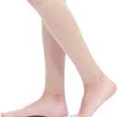 BSERA Calf Compression Sleeve Women, 2 Pairs 15-20mmHg Calf Support Footless Compression Socks Stockings for Shin Splints, Varicose Veins, Recovery (Nude/Skin, Large)