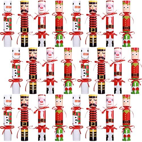 Cholemy 24 Packs Christmas No Snap Party Table Favors Christmas Crackers Christmas Holiday Table Favors Xmas Crackers DIY Christmas Table Favors Set for Kids Adults No Snap Party Supplies