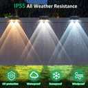 Solar Fence Lights Outdoor - 3 Color Modes(3000K/4000K/6000K), IP55 Waterproof Solar Lights, Fence Light Solar Powered for Outside, Backyard, Railing, Steps, Patio and Wall Lighting（8Pack）