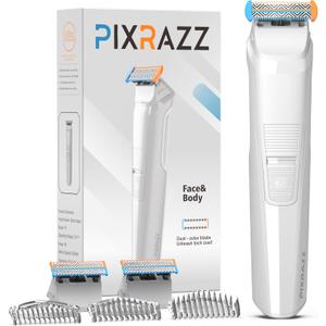 Bikini Trimmer for Women, Painless Electric Shaver & Razor for Pubic Hair, Body & Sensitive Skin, Cordless USB Rechargeable Groomer for Travel with 2 Replacement Heads & 3 Guide Combs