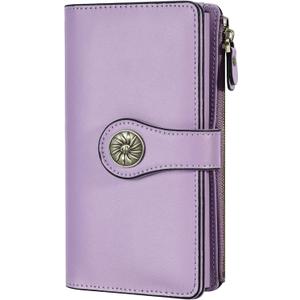 Travelambo Women's Wallet RFID Blocking Trifold Clutch Large Capacity Credit Card Holder Travel Purse