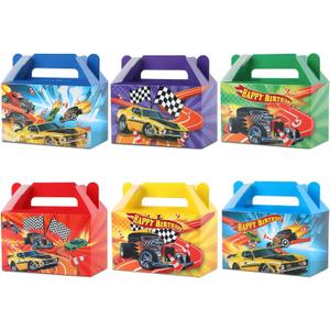 12Pcs Race Car Party Treat Boxes Hot Car Gift Box Birthday Supplies Wheels Wild Goodie Gift Boxes Race Cars Favor Box for Kid Boy Wheels Cars Birthday Baby Shower Game Party Decoration