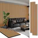 Smartstandard 2 Pack 106" x 12.6" Wood Slat Wall Panels, Soundproof Wooden Wall Panels, Acoustic Wood Panels for Wall, 3D Fluted Wood Panels for Interior Wall Decor, Light Brown